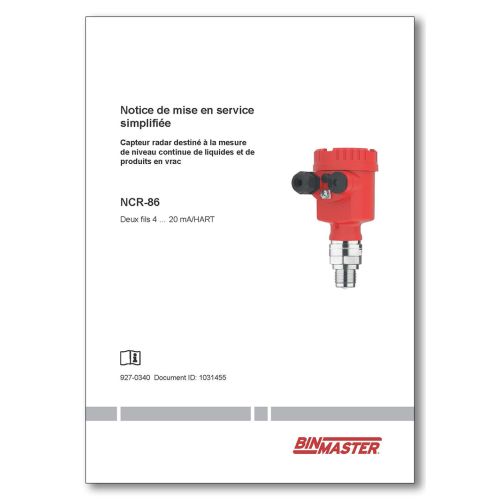NCR-86 Quick Setup 4-20 HART 2-wire French Manual