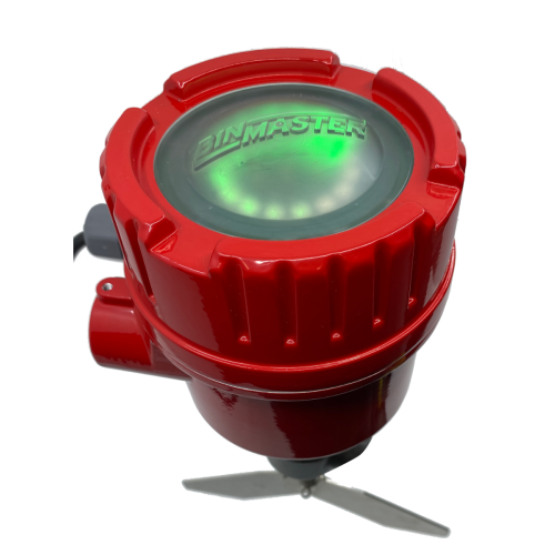 BinMaster BMRX-300 rotary level indicator with green LED light.