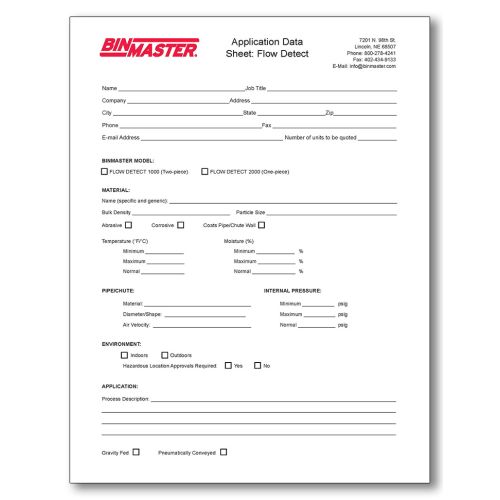 Flow Detect Application Worksheet