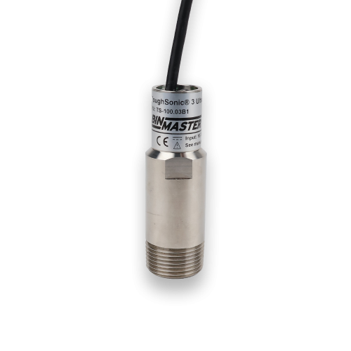 TS-100.03 BinMaster ultrasonic sensor with 1" NPT mounting, for precise liquid level sensing