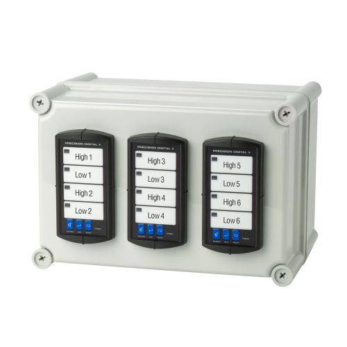 BinMaster Light Alarm Panel with 12 blinking LED lights displaying sensor status