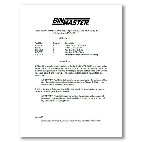 WL-19 Enclosure Mounting Kit Manual